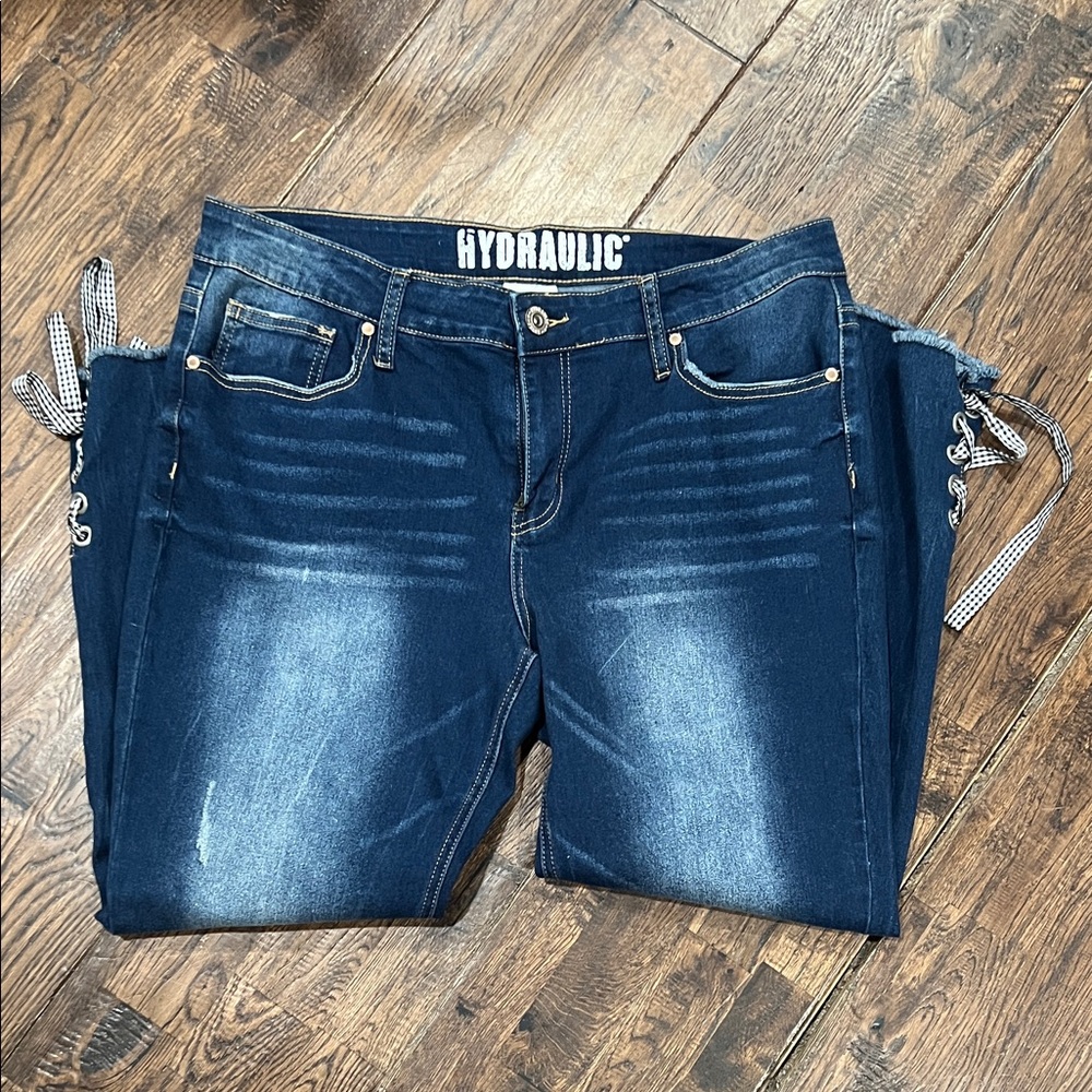 Hydraulic Women's Navy Skinny Jeans with Side Ties
